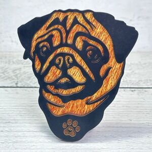 Pug Dog Face Handmade Night Light Plug-In Wall Decor Brown Black